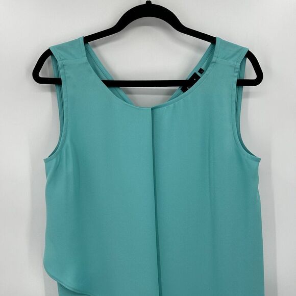 EMME MARELLA Blue Layered Sleeveless Lightweight Shift Mini Dress Size 12 - Picture 6 of 9
